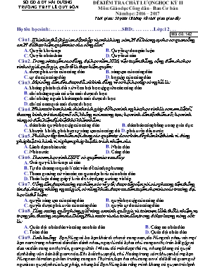 Đề kiểm tra học kì II Giáo dục công dân lớp 12 - Năm học 2015-2016 - Sở GD & ĐT Vĩnh Long
